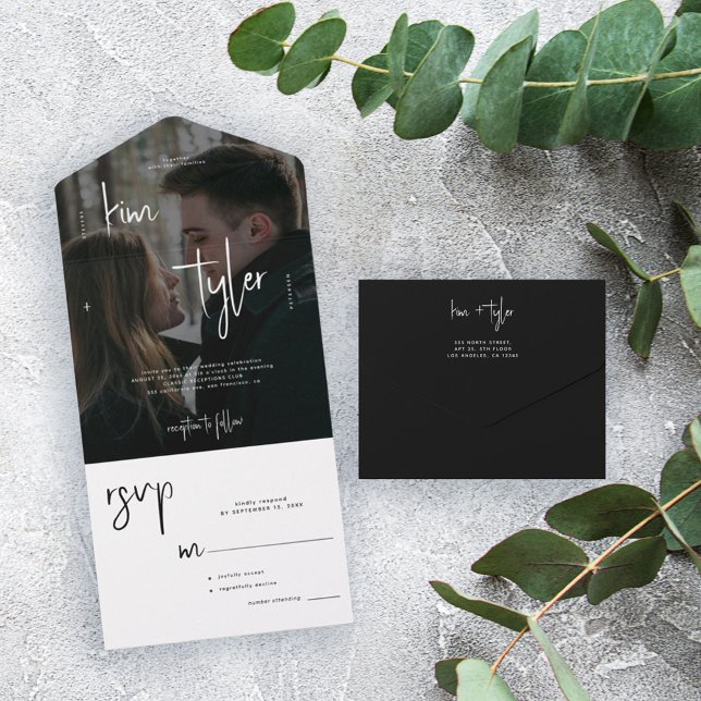 Casamento de RSVP, foto minimalista moderna (Criador carregado)