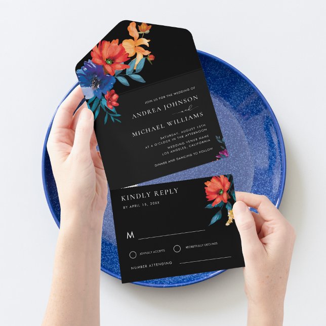 Casamento de RSVP Mexicano Colorful Fiesta Floral (Criador carregado)