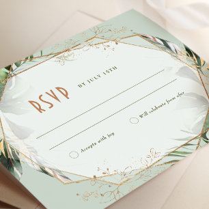 Casamento de RSVP Monstera Inserir Convite Verde e