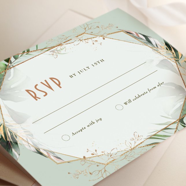 Casamento de RSVP Monstera Inserir Convite Verde e (Criador carregado)