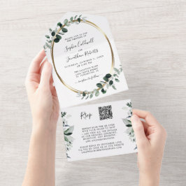 Casamento de sábado branco com RSVP de Código QR D