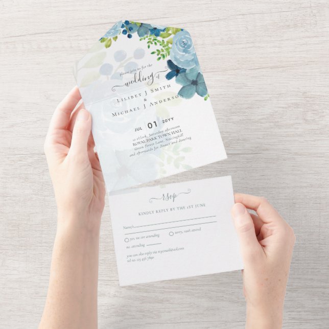 Casamento de Sábado com Flores Azuis com Dusty (Aba destacável)