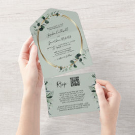 Casamento de Sage RSVP de Código QR Dourado Eucaly