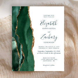 Casamento de Script Agate Dourado Verde Emerald