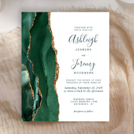 Casamento de Script Agate Dourado Verde Emerald