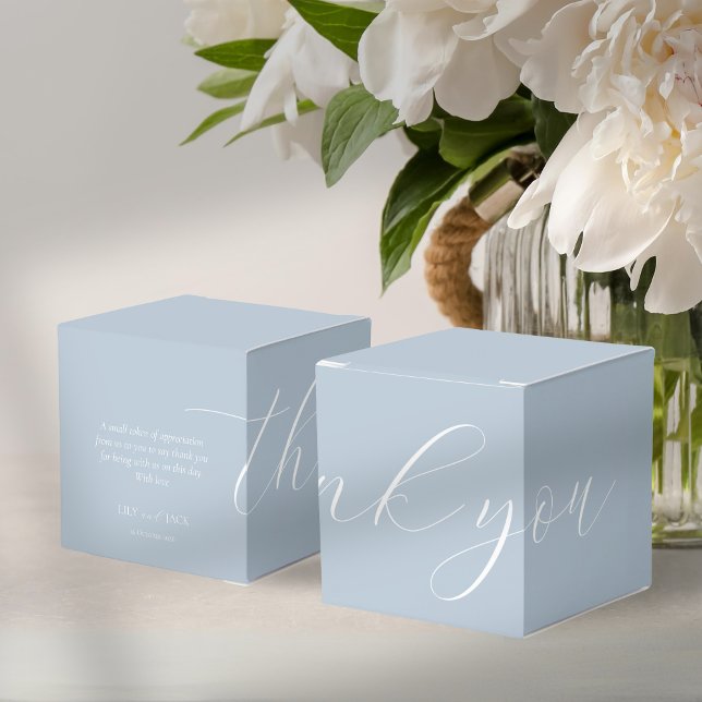 Casamento de Script Azul Chic Dusty Obrigado Caixa (Criador carregado)