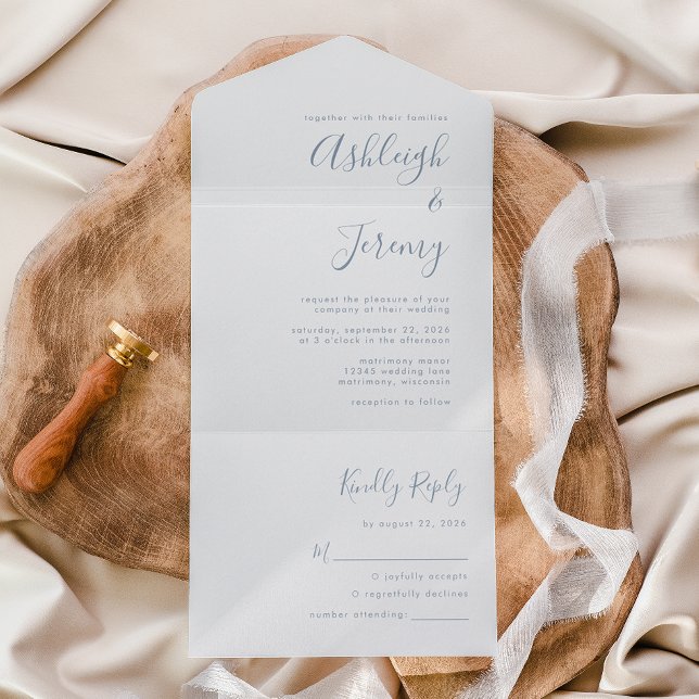 Casamento de Script Azul Mínimo Moderno com Dusty (Criador carregado)