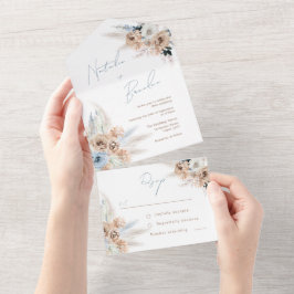 Casamento de Script Azul Moderno Boho Dusty