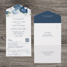 Casamento de Script Botânico Azul-Dusty Floral