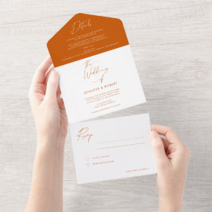 Casamento de Script de Caligrafia Laranja Queimada