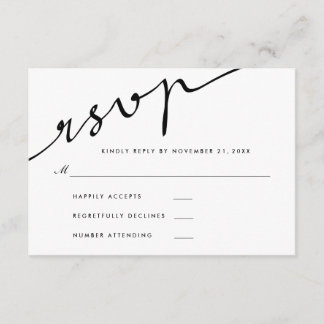 Casamento de Script de Caligrafia RSVP Elegante Si