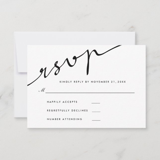 Casamento de Script de Caligrafia RSVP Elegante Si (Frente)