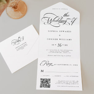 Casamento de Script de Charme Elegante Preto e Bra