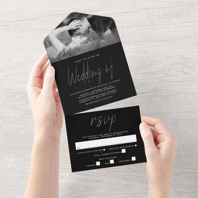 Casamento de Script de Foil de Prata Moderna (Aba destacável)