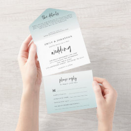 Casamento de Script de Tonalidade Azul em Pó Elega