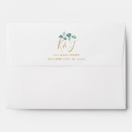 Casamento de Script Dourado Moderno Eucalyptus Wat