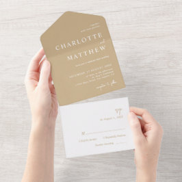 Casamento De Script Dourado Tudo Em Um Convite
