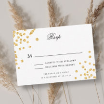 Casamento de Script Elegante RSVP Dourada Glitter 