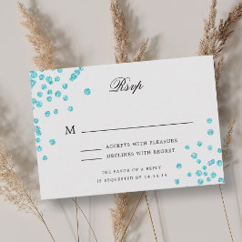 Casamento de Script Elegante RSVP Turquoise Confet