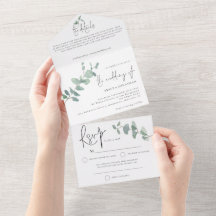 Casamento de Script Eucalyptus Verde Elegante