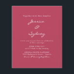 Casamento de Script Magenta Moderno de Orçamento<br><div class="desc">Convite para Casamento de Script Magenta Moderno Mínimo de Orçamento</div>