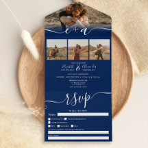 Casamento de script moderno azul-marinho Elegante 