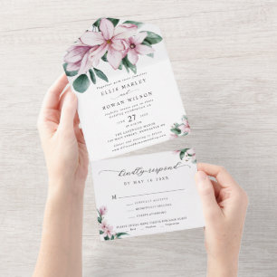 Casamento de Script Moderno Magnolia Florals