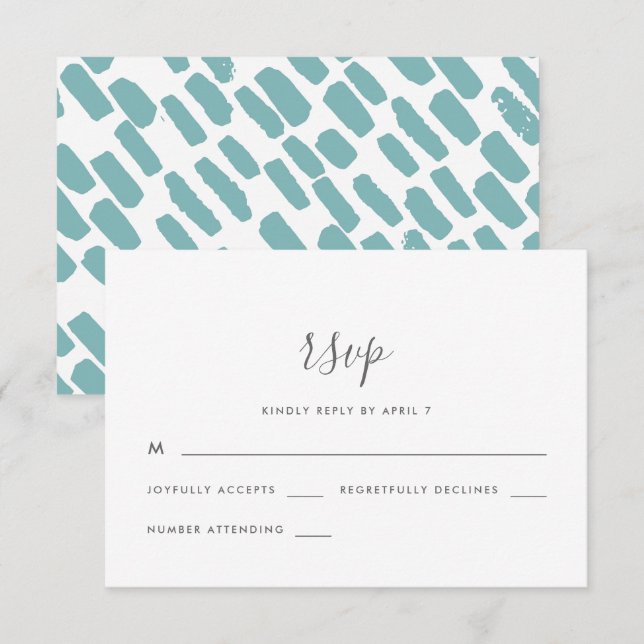 Casamento de Script Moderno Rsvp em Azul (Frente/Verso)