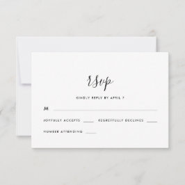 Casamento de Script Moderno Rsvp Preto e Branco