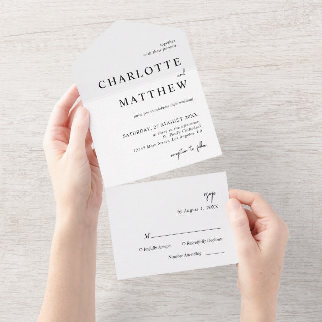 Casamento de Script Preto e Branco (Aba destacável)