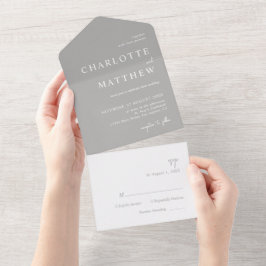 Casamento De Script Silver Em Um Único Convite