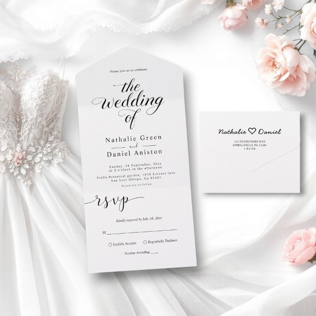 Casamento de Script Simples de Caligrafia Preta e  (Criador carregado)