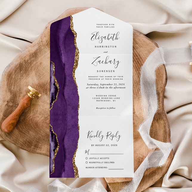 Casamento de Script Whimsical Dourado Roxo (Criador carregado)