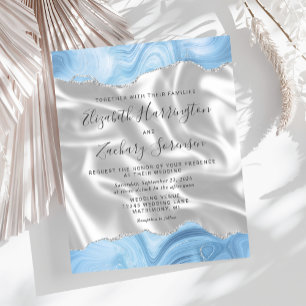 Casamento de Seda Branca de Agata Azul-Prata