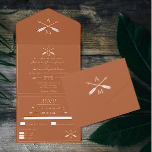 Casamento de Setas e Monogramas Laranja queimada