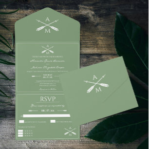 Casamento de Setas e Monogramas Moss Green