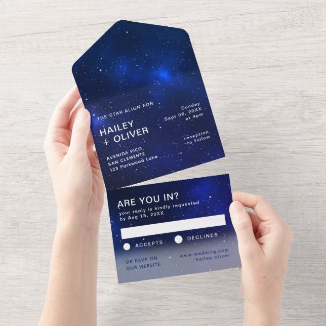 Casamento de Starry Galaxy Blue Night Sky (Tearaway)