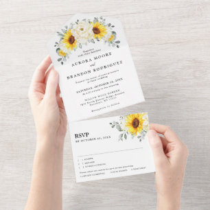 Casamento de Sunflower Ivory Peony Floral Eucalypt