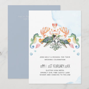 Casamento de tartarugas marinhas com noiva e alvor