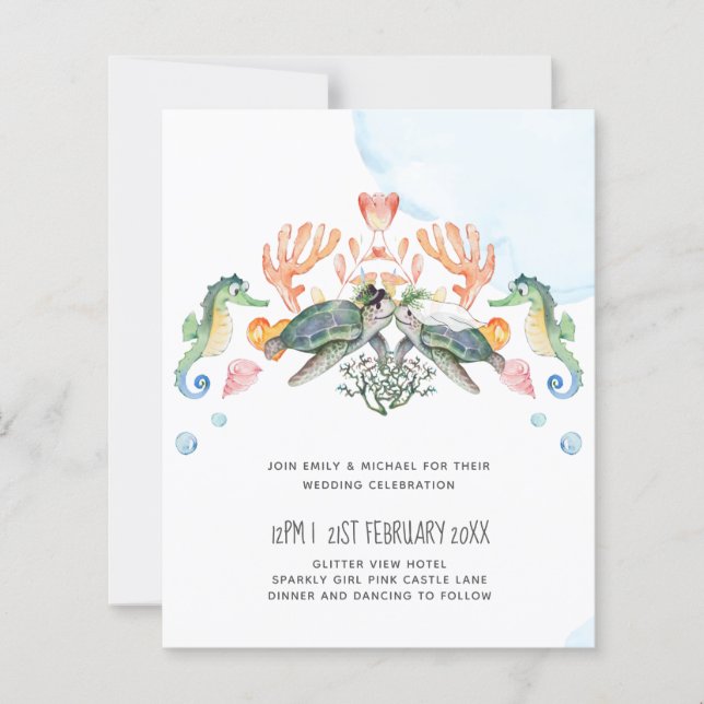 Casamento de tartarugas marinhas com noiva e noiva (Frente)