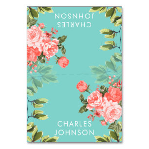 Casamento de Teal e Coral Flower Cartões