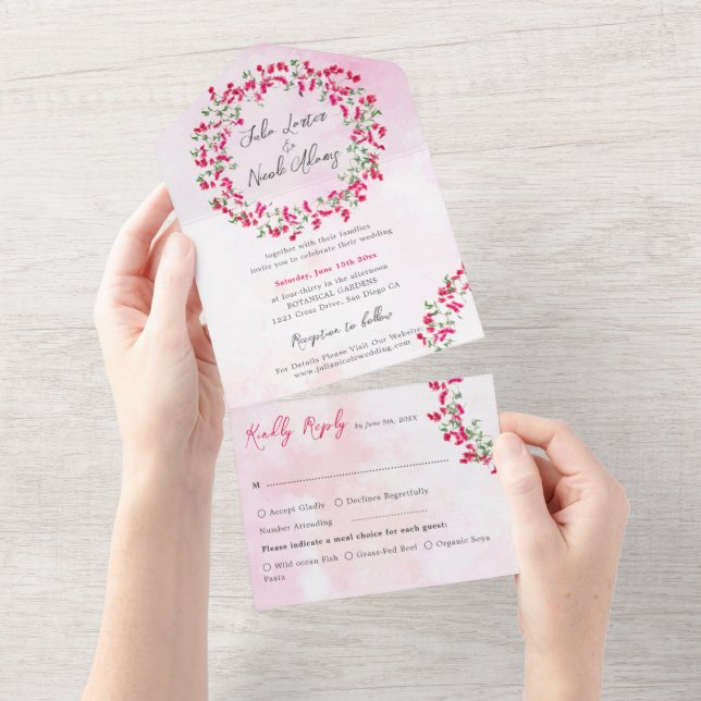 Casamento de Terra Tropical de Bougainvillea rosa (Aba destacável)