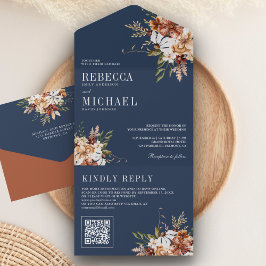 Casamento de Terracota Floral Wildflower Azul Mari