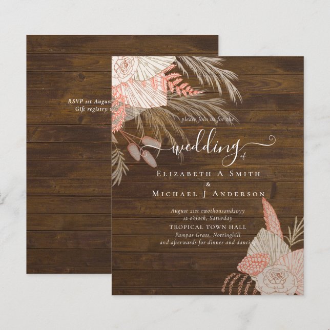 Casamento de Terracotta com Pampas Tropicais do OR (Frente/Verso)