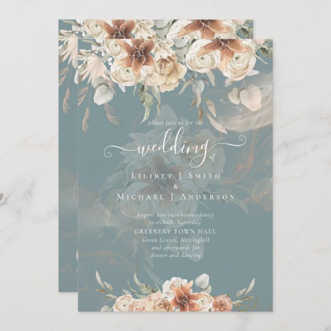 Casamento de Terracotta Pampas Grass BOHO (Frente/Verso)