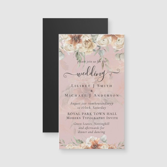 Casamento de Terracotta Pampas Grass BOHO (Frente/Verso)