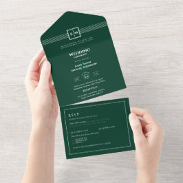 Casamento de Texto RSVP Monocromático Verde 3in1