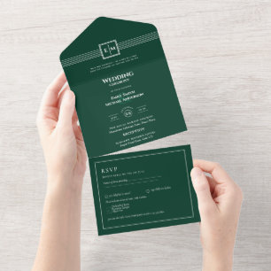 Casamento de Texto RSVP Monocromático Verde 3in1