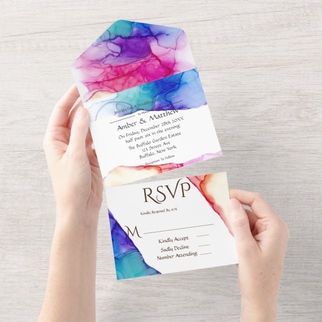 Casamento de Tinta Colorida Festiva (Aba destacável)