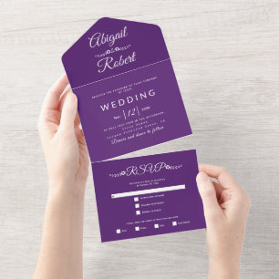 Casamento de tipografia branca, roxo moderno